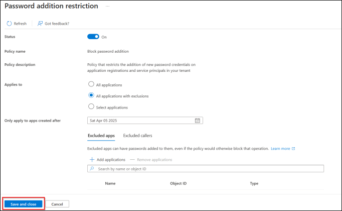 Block Password Additions in Microsoft Entra Applications