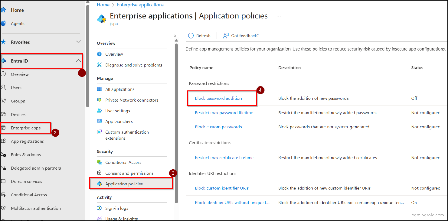 Block Password Additions in Microsoft Entra Applications