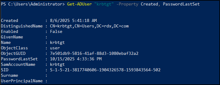 check-krbtgt-last-pasword-set-date-using-powershell