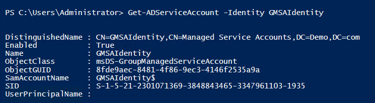 Command to check if gMSA has created