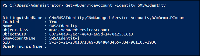 Command to check if sMSA has created