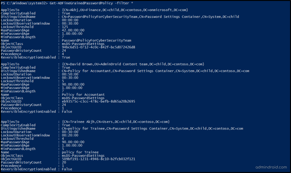 list-all fgpp-policies-via-powershell