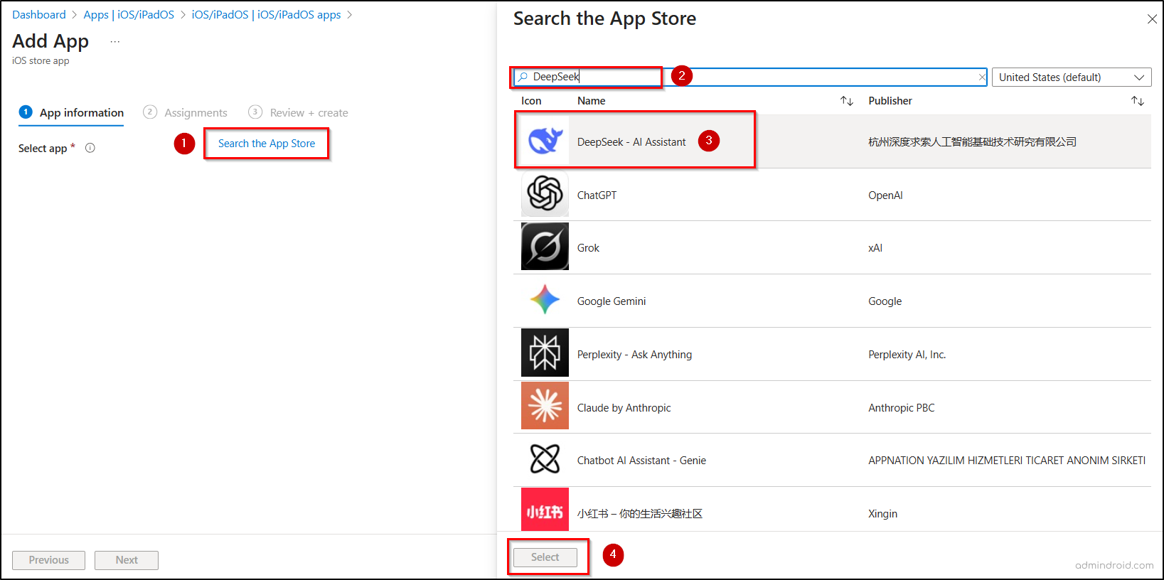 Select the risky AI app from the App store