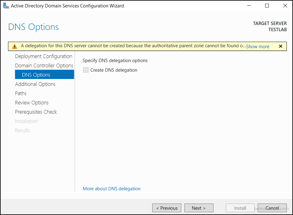 DNS delegation options
