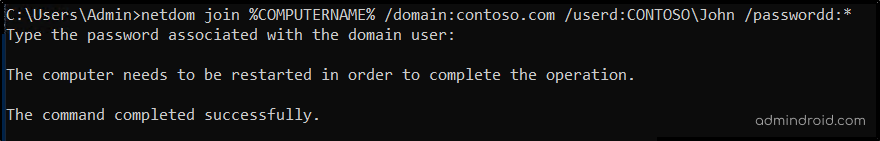 Join Computer to a Domain Using Command Prompt