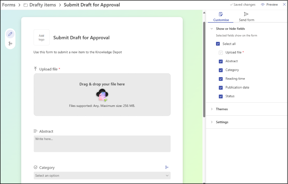 Collect Files in Document Library using Microsoft Forms