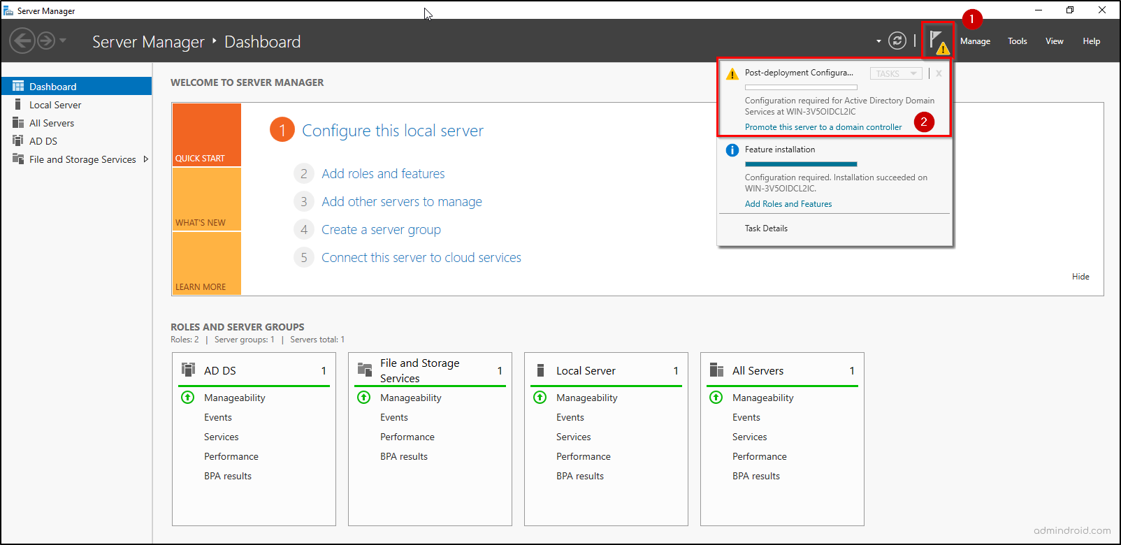 Promote the Windows Server to Domain Controller