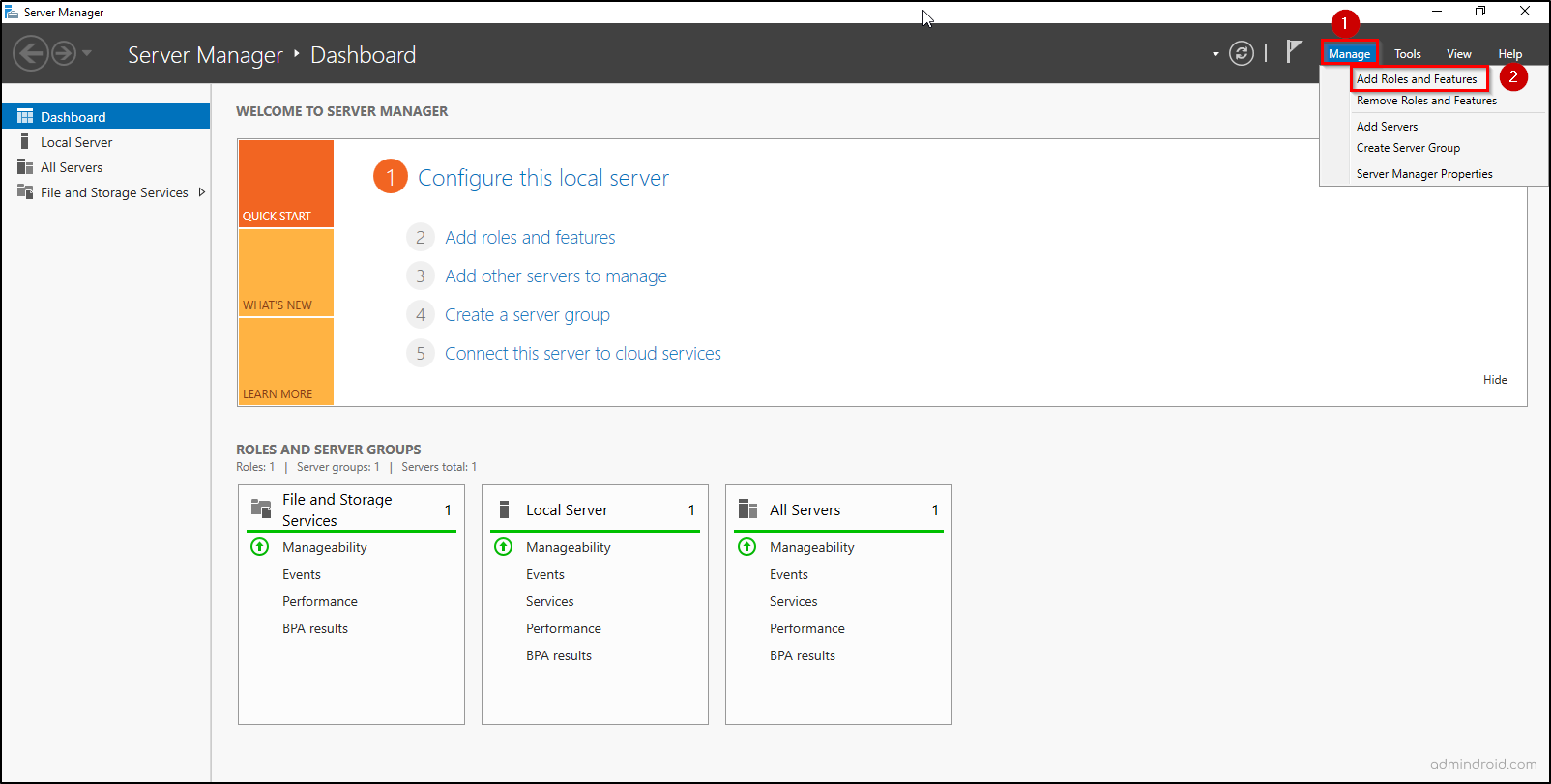 Add Roles and Features to Install Active Directory Domain Services 