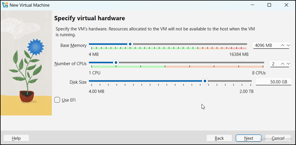 Specify Virtual Hardware to Create an Active Directory test environment 