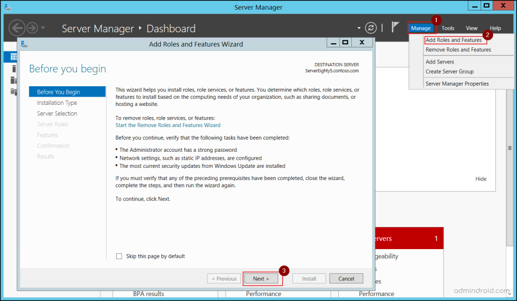 Add Roles and Features - ADUC Installation