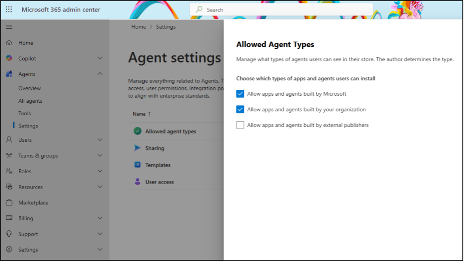 Disable Apps and Agents Built by External Publishers 