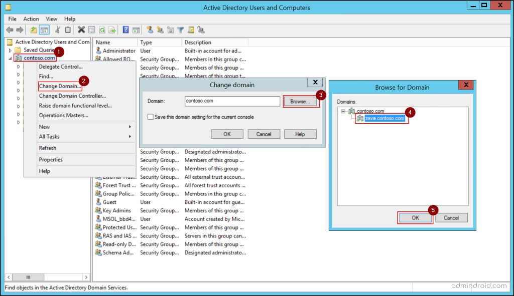 Connect to a Different Domain - ADUC
