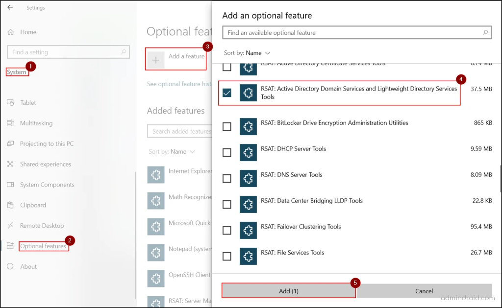 Install ADUC on Windows 10