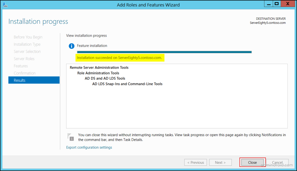 Installation Progress -ADUC