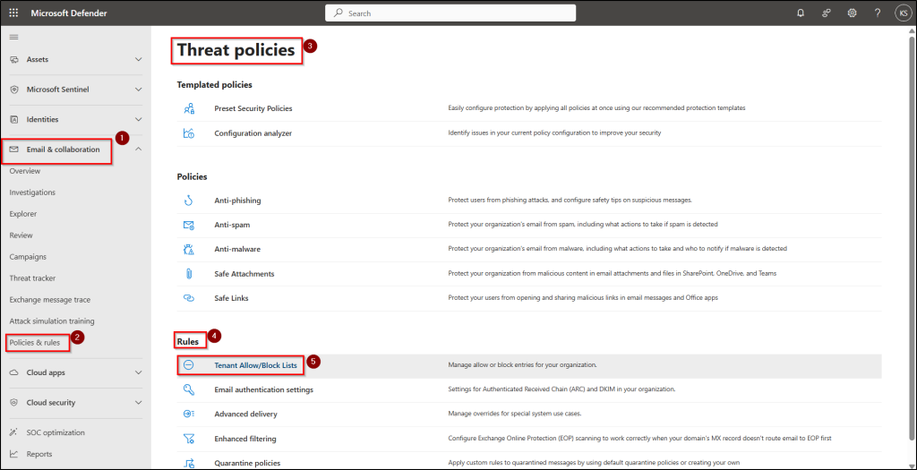 New feature navigation in Defender