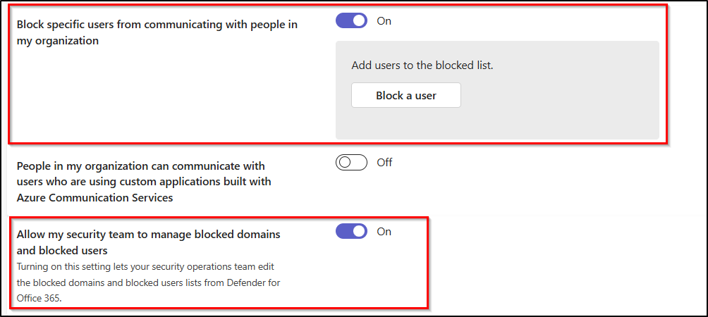 Required settings to be enabled