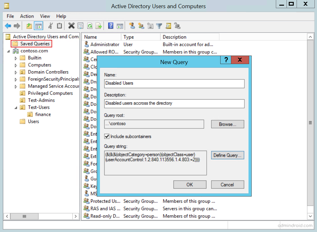 Saved Queries - ADUC