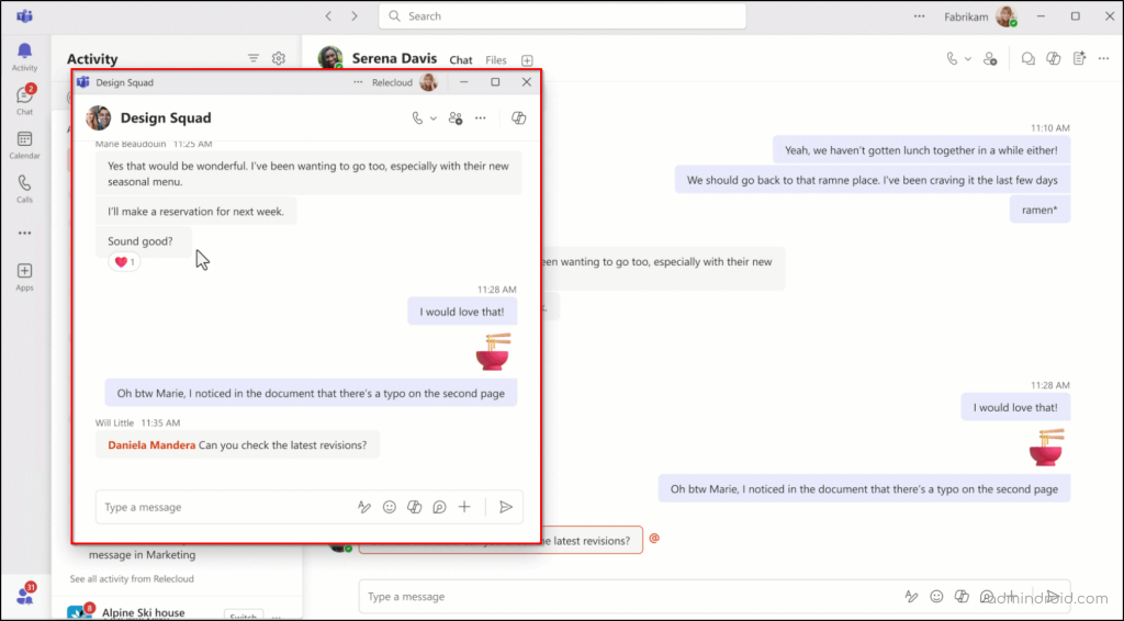 Teams activity in other accounts and orgs panel
