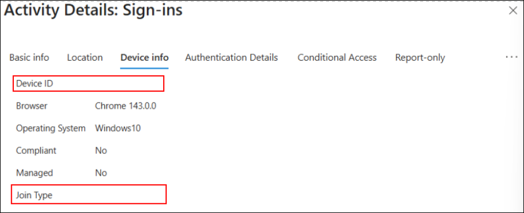 blank device id and join type fields