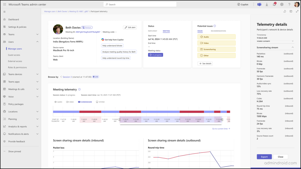 Detailed Participants Data in Teams Meetings and Calls Troubleshooting