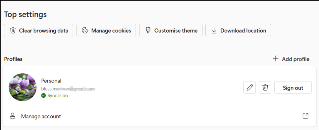 sign in using work or school account in Microsoft Edge