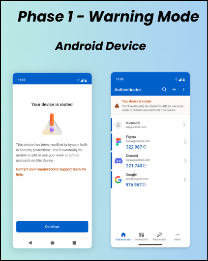 warning mode in android device