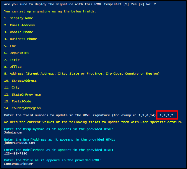 Choose custom signature fields - script execution