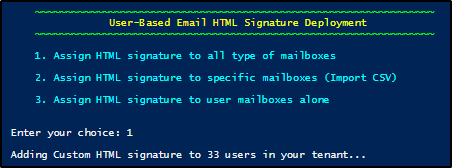 Choose signature deployment - PS Script
