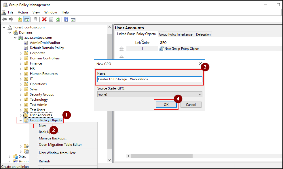 Create a New Group Policy Object