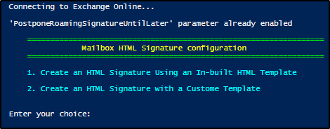 PowerShell script execution - creating HTML signature
