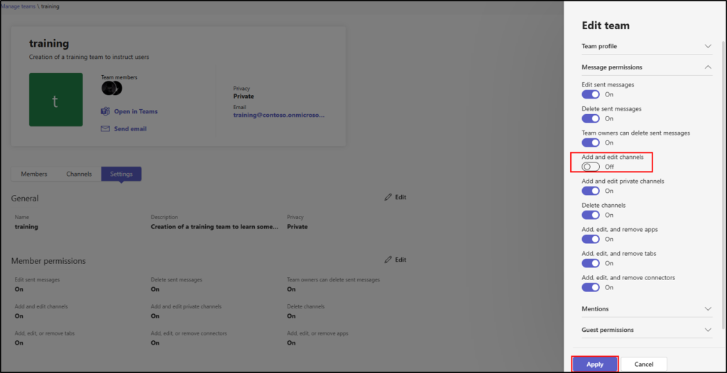 Restrict team members from creating channels