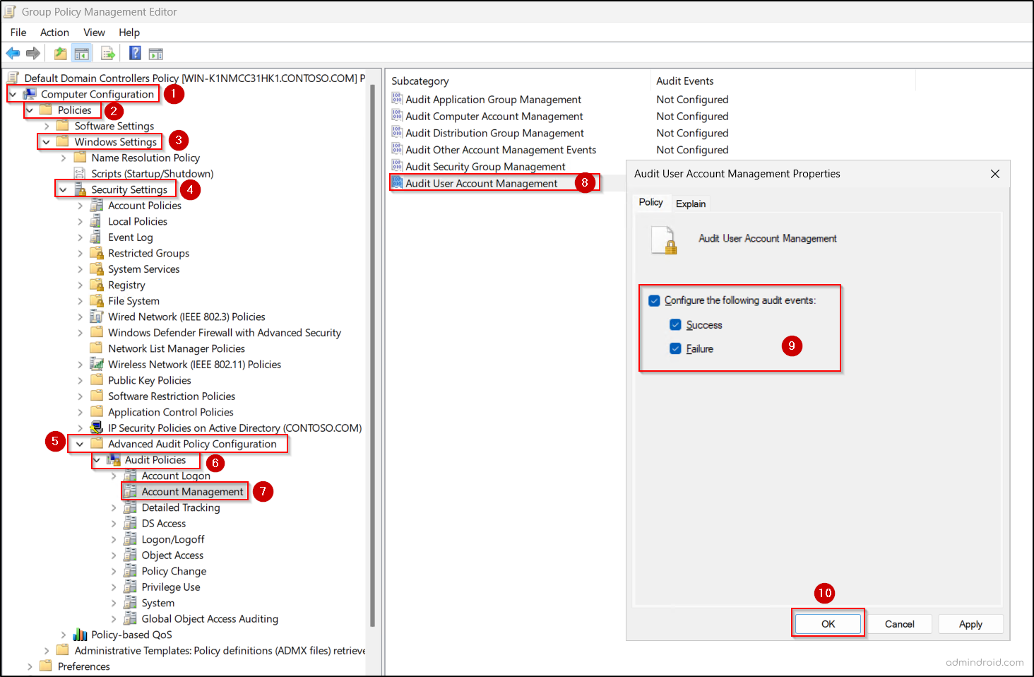 Audit Policies to Capture Account Lockout Source