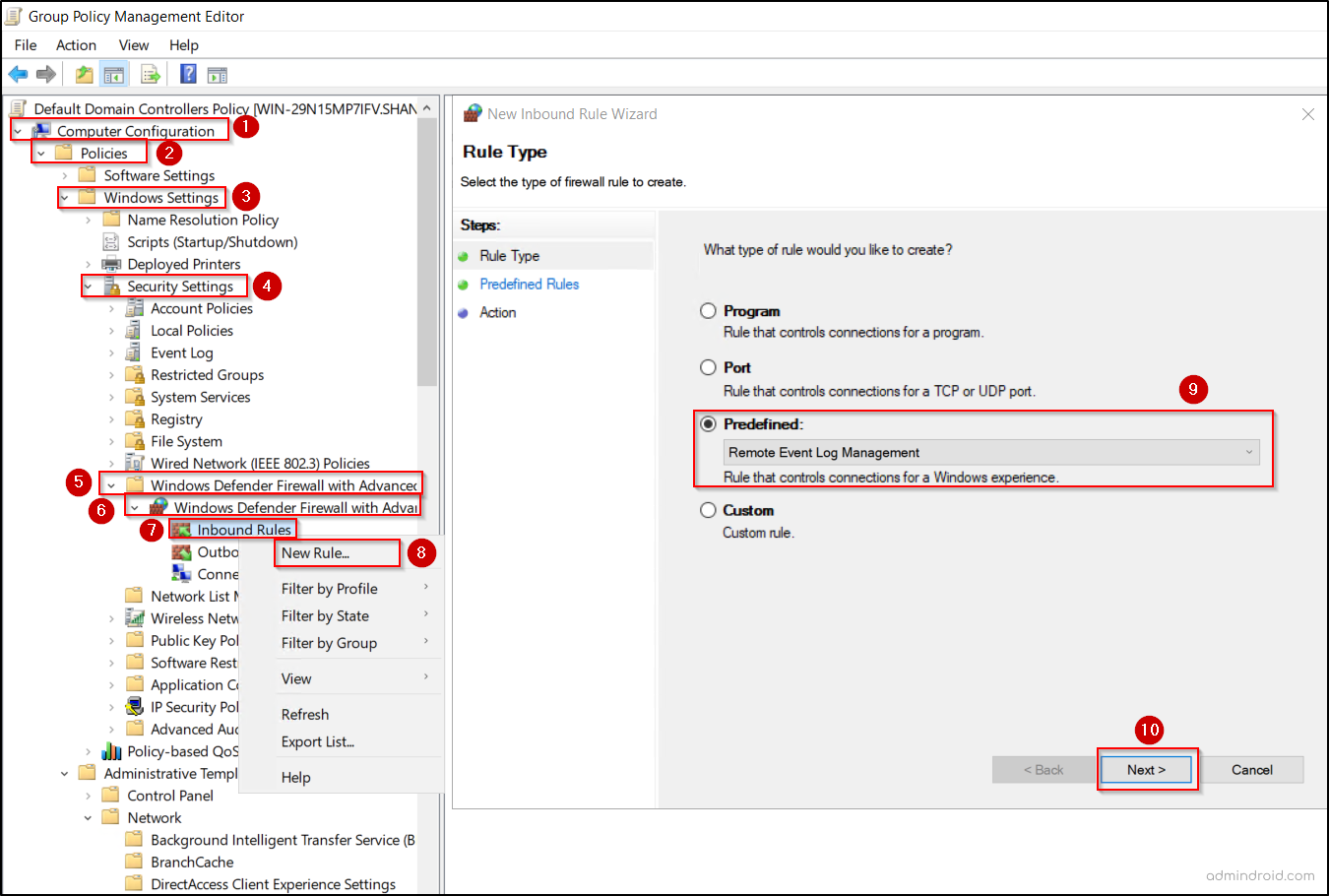 Enable Remote Event Log Management