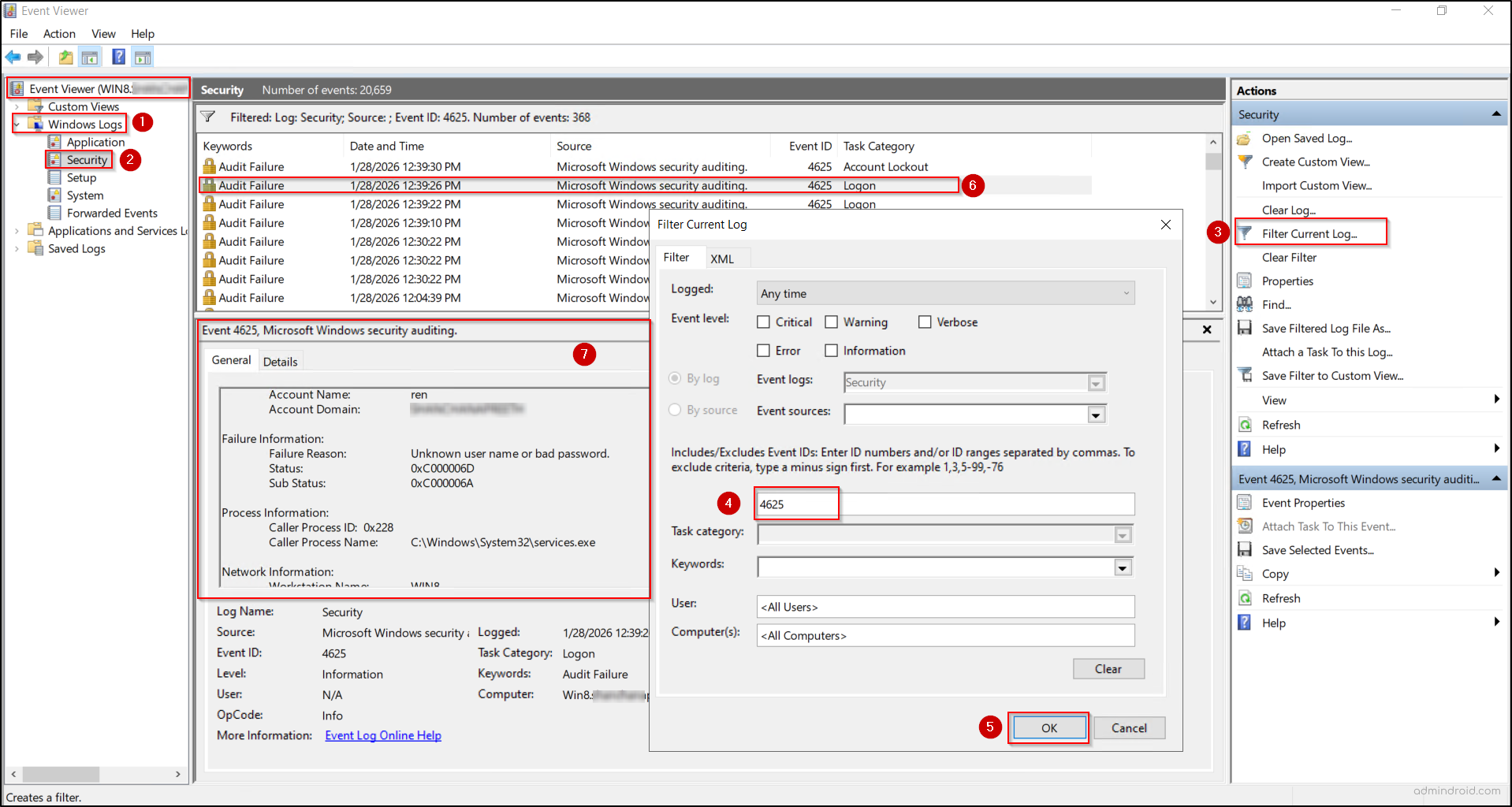 Identify Logon Failure Events
