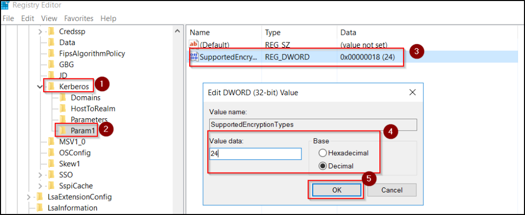 Enforce AES via registry settings