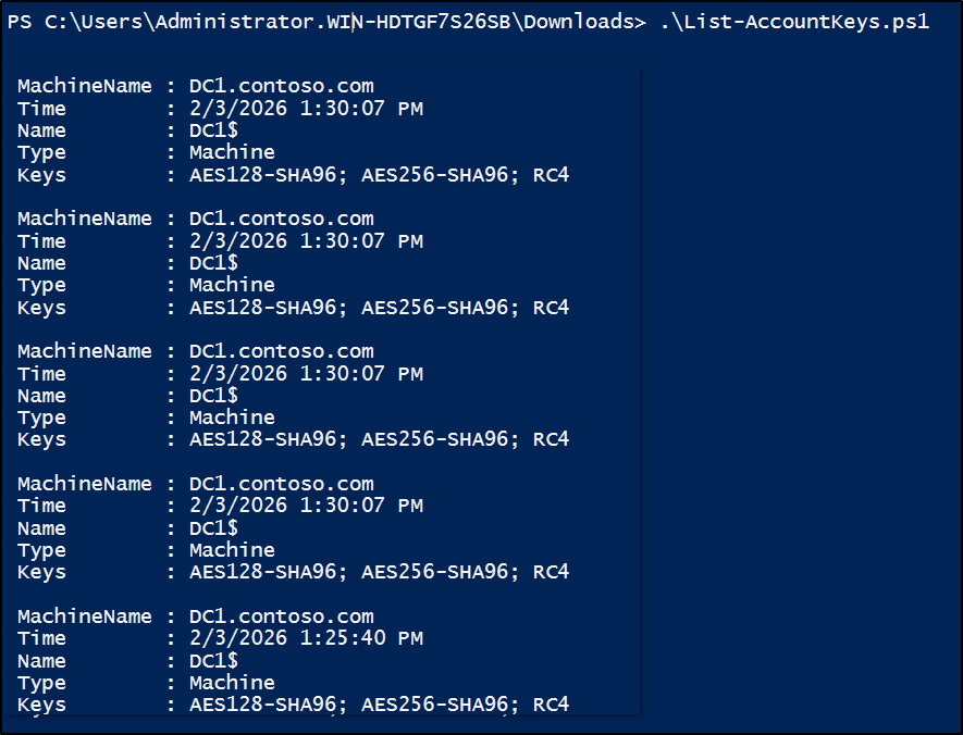 List encrytion types available for accounts