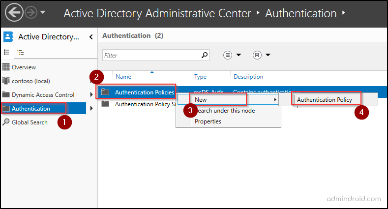 Authentication Policy Active Directory