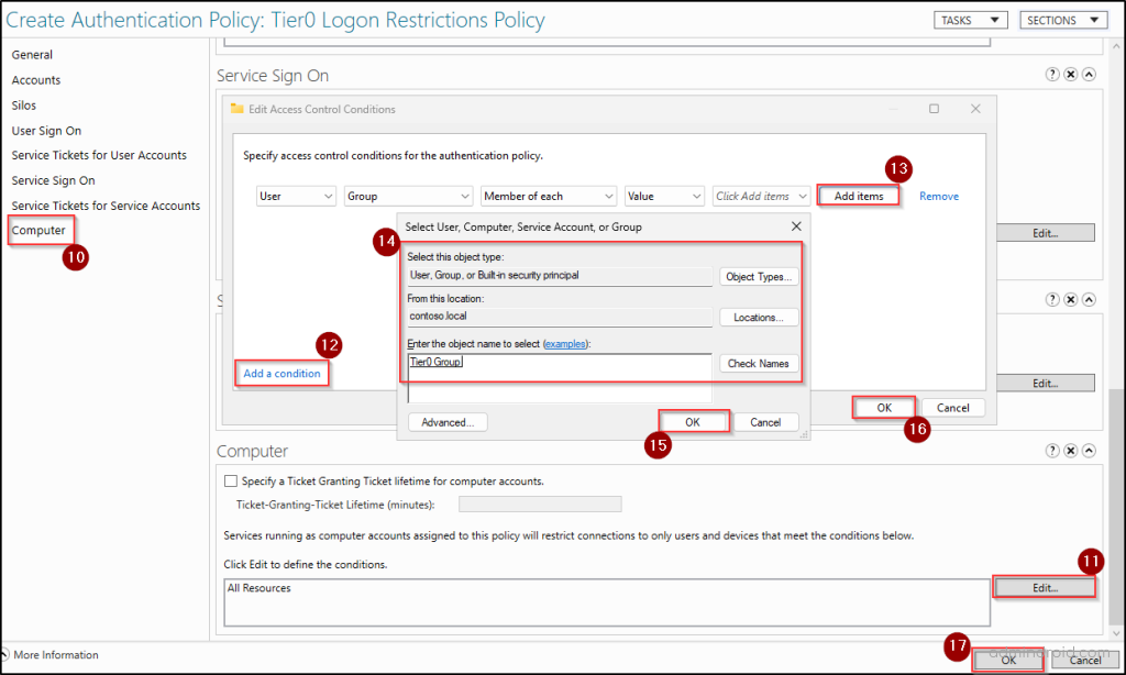 Active Directory Tiered Administration Authentication Policy