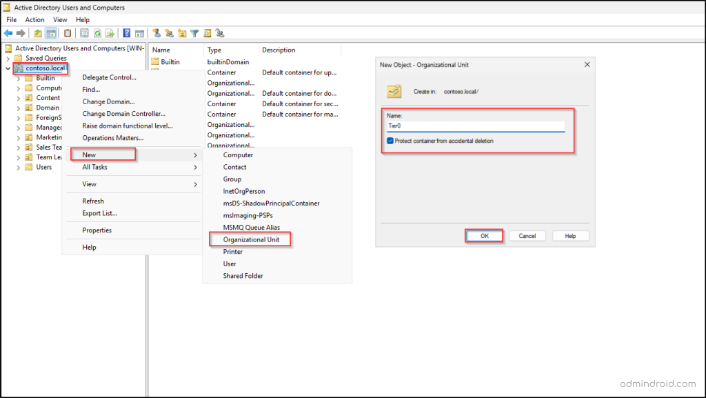 Create Organizational Unit Active Directory