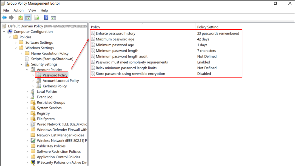 default domain password policy in active directory