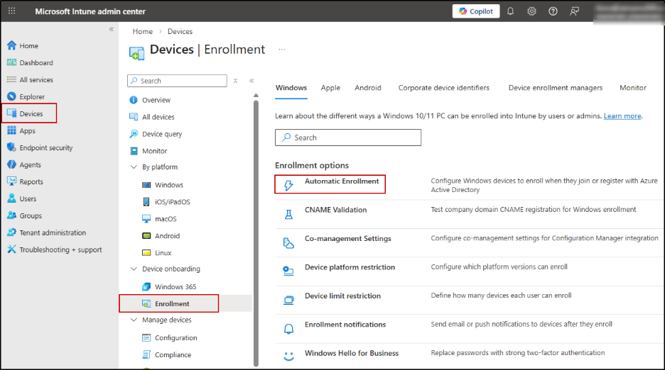 Disable &ldquo;MDM Enrollment When Adding Work or School Account&rdquo; Setting in Intune Admin Center 