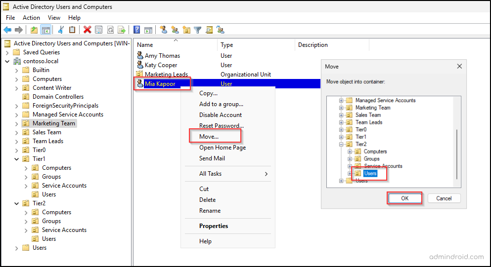 Move Users in Active Directory
