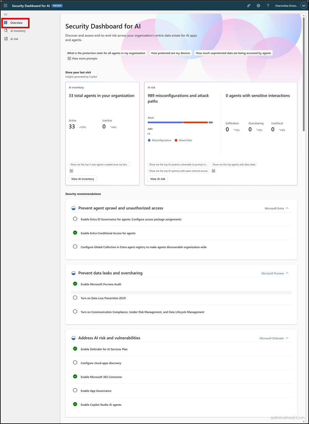 Security Dashboard for AI 