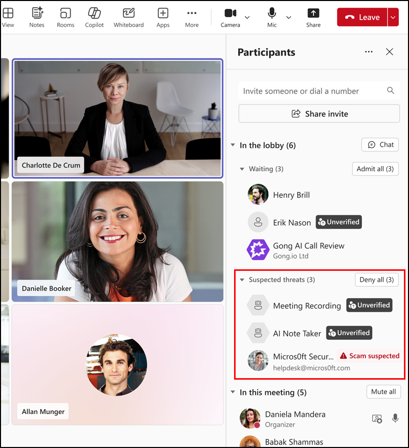 Detect Meeting assistant bots labelled as 'unverified'