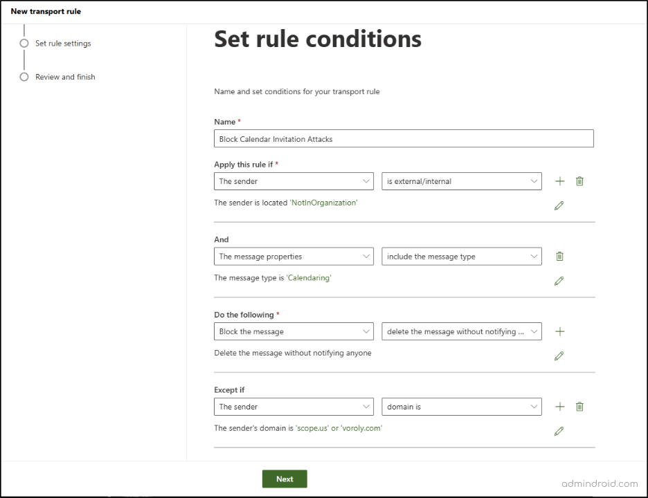 Block External Calendar Invites Using a Mail Flow Rule