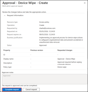 Setup Intune Device Wipes with Multi Admin Approval