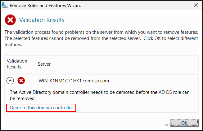 DC Demotion - Validation Results