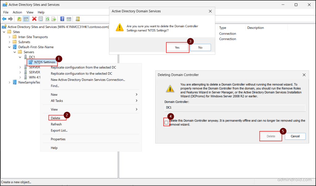 Delete Domain Controller Using ADSS