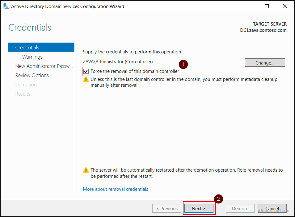 Force Removal of Domain Controller