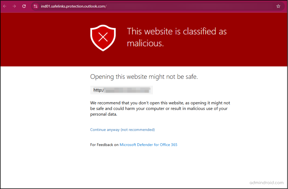 Block malicious links using safe links
